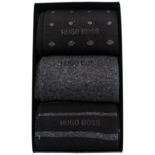 Mens Black 3 Pairs Socks Design Boxed Gift Set 68347 by BOSS from Hurleys