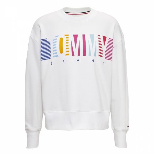 Womens Classic White Colourful Block Logo Sweat Top 39192 by Tommy Jeans from Hurleys