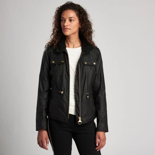Womens Black Trial Waxed Jacket 51307 by Barbour International from Hurleys