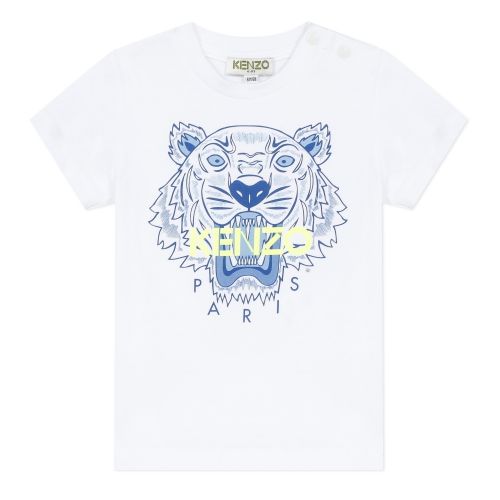 Baby White/Blue Neon Iconic Tiger S/s T Shirt 53634 by Kenzo from Hurleys