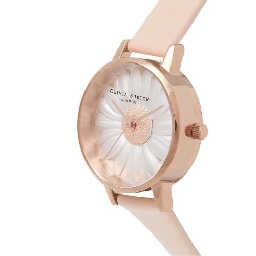 Womens Nude Peach & Rose Gold Midi 3D Daisy Dial Watch 18263 by Olivia Burton from Hurleys