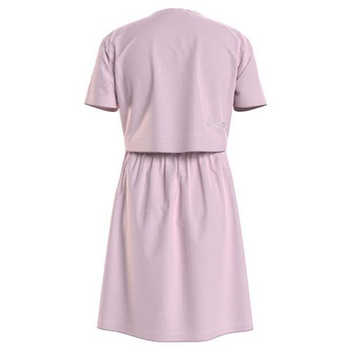 Girls Sweetest Pink Silver Logo Jersey Dress 109452 by Calvin Klein from Hurleys