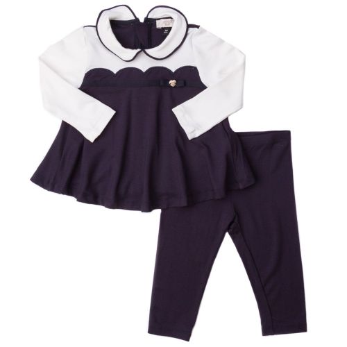 Baby Navy Scalloped Dress & Leggings Set 62573 by Armani Junior from Hurleys
