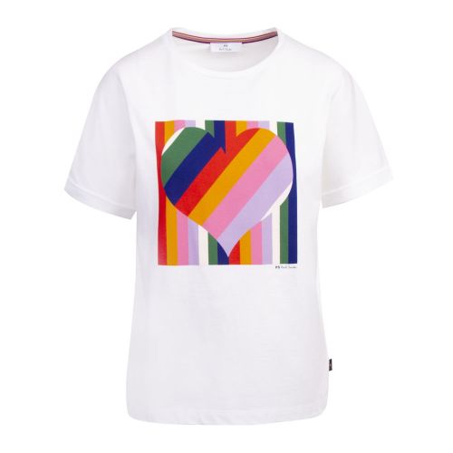 Womens White Heart Stripe Motif S/s T Shirt 74719 by PS Paul Smith from Hurleys
