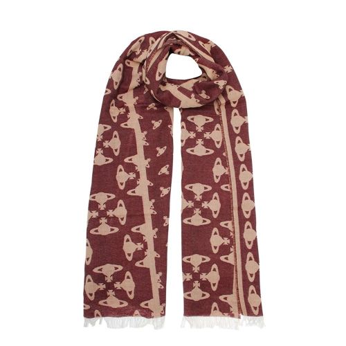 Womens Oxblood Solid Orb Stripe Scarf 93002 by Vivienne Westwood from Hurleys