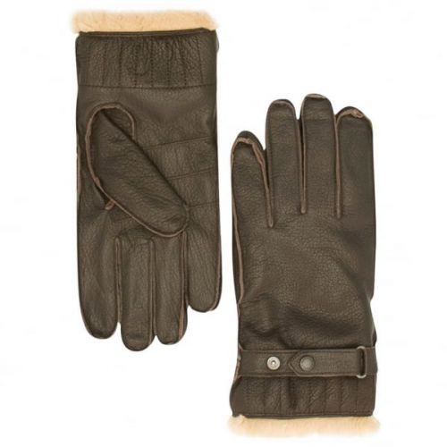 Mens Brown Leather Utility Gloves 12371 by Barbour from Hurleys
