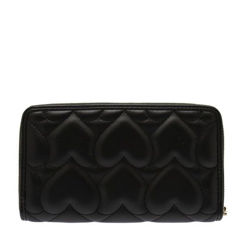 Womens Black Heart Quilted Zip Around Purse 82954 by Love Moschino from Hurleys