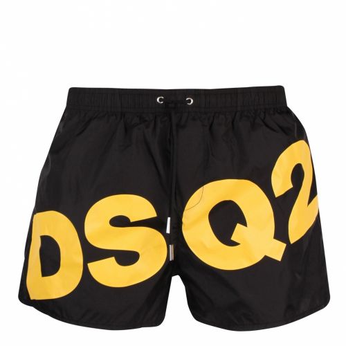 Mens Black/Yellow Large Logo Swim Shorts 59232 by Dsquared2 from Hurleys