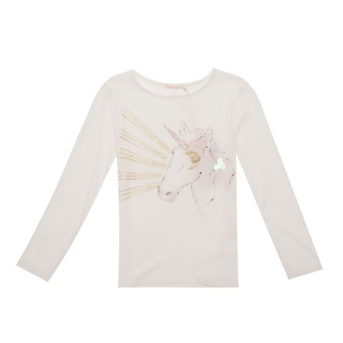 Girls White Unicorn L/s T Shirt 28466 by Billieblush from Hurleys