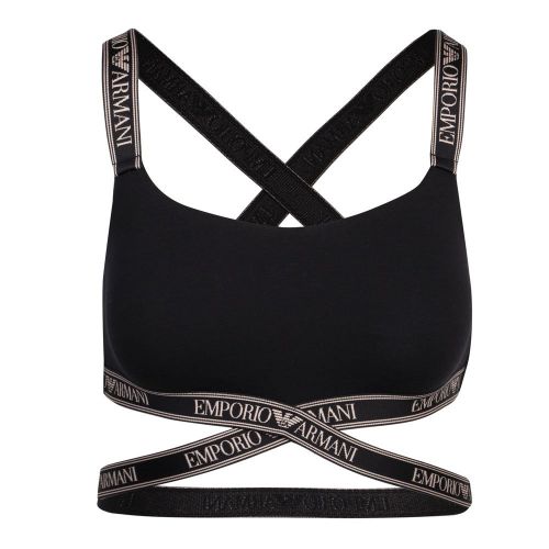 Womens Black Logo Band Bralette Bra 96312 by Emporio Armani Bodywear from Hurleys