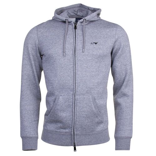 Mens Grey Small Logo Zip Hooded Sweat Top 69640 by Armani Jeans from Hurleys