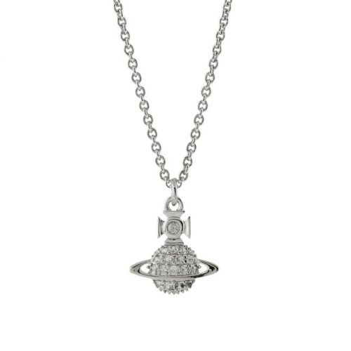 Vivienne Westwood Necklace Womens Platinum/White Crystal Tamia Pendant