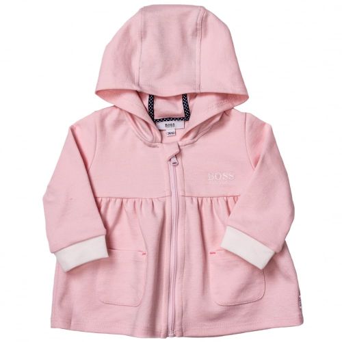Baby Pink Hooded Zip Sweat Top 65243 by BOSS from Hurleys