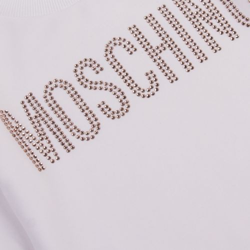 Girls Optical White Jewel Logo L/s T Shirt 47341 by Moschino from Hurleys