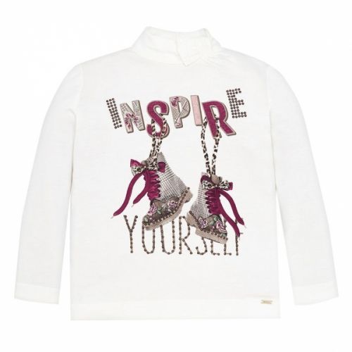 Girls Natural Inspire Yourself L/s T Shirt 48420 by Mayoral from Hurleys