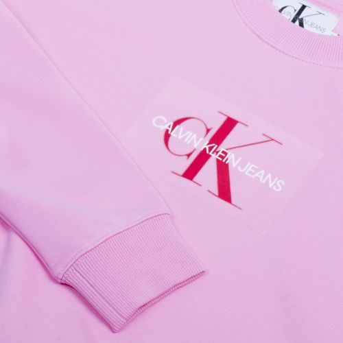Womens Begonia Pink Monogram Flocked Logo Sweat Top 34645 by Calvin Klein from Hurleys