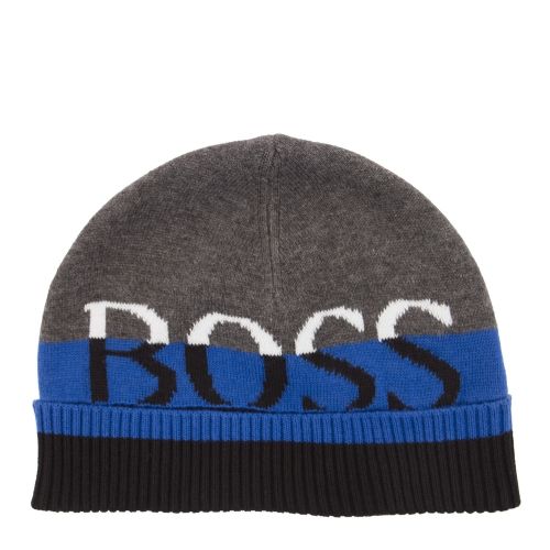 Toddler Royal Blue Branded Knitted Hat 28373 by BOSS from Hurleys