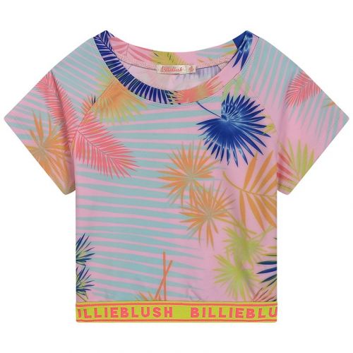Girls Pink Multi Palm Print Top 104437 by Billieblush from Hurleys