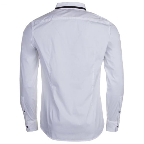 Mens Navy Collar Trim Slim L/s Shirt 22286 by Emporio Armani from Hurleys