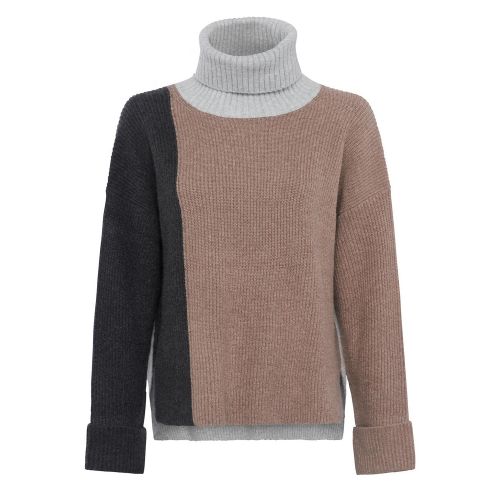 Womens Taupe River Vhari Colourblock Knitted Jumper 47708 by French Connection from Hurleys