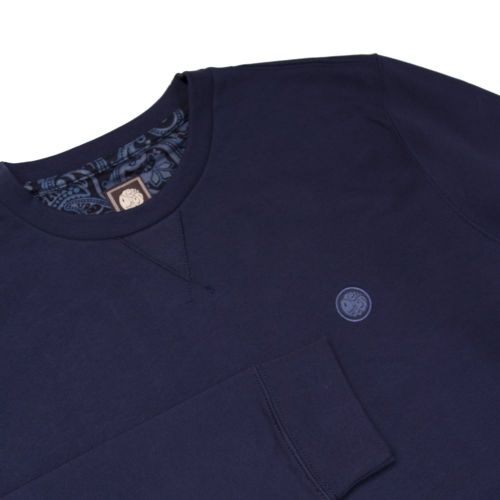 Mens Navy Loopback Crew Neck Sweat Top 26234 by Pretty Green from Hurleys