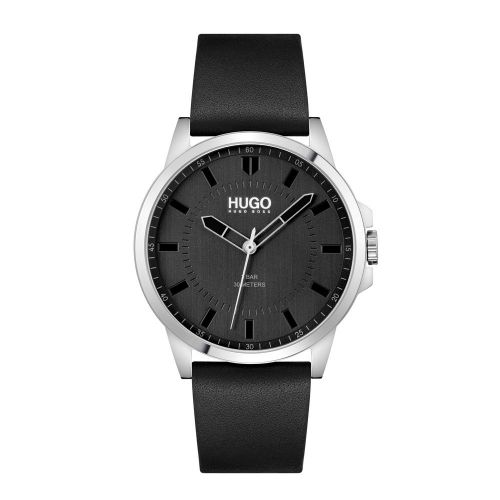 Mens Black/Silver First Leather Watch 86103 by HUGO from Hurleys