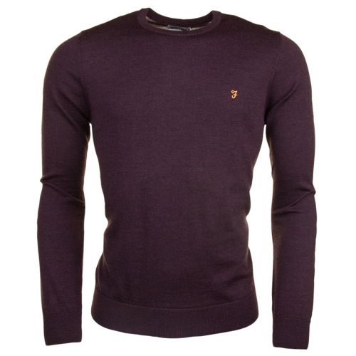 Mens Bordeaux Mullen Crew Knitted Jumper 15007 by Farah from Hurleys