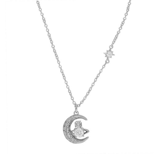 Womens Silver/White Dorina Moon Pendant Necklace 77165 by Vivienne Westwood from Hurleys