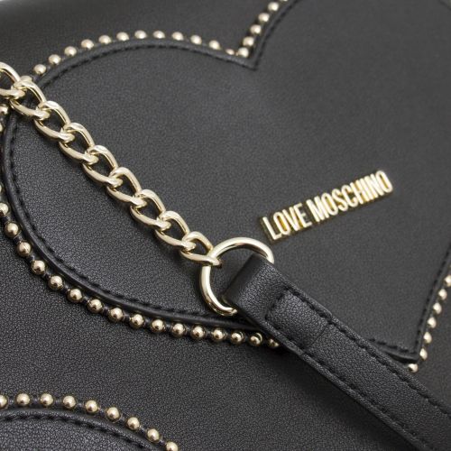 Womens Black Heart Studs Shoulder Bag 47932 by Love Moschino from Hurleys