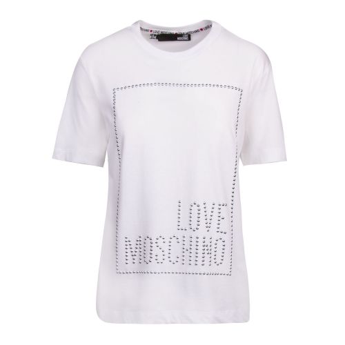 Womens Optical White Stud Logo Box S/s T Shirt 77126 by Love Moschino from Hurleys