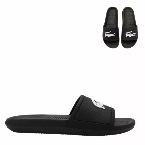 Mens Black/White Croco Slides 55705 by Lacoste from Hurleys