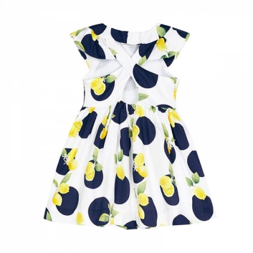 Girls White/Navy Lemon Spot Printed Dress 58304 by Mayoral from Hurleys