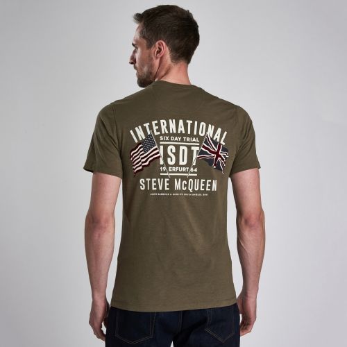 Steve McQueen™ Collection Mens Olive Flag S/s T Shirt 46463 by Barbour Steve McQueen Collection from Hurleys