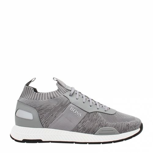 Athleisure Mens Grey Titanium Runn Knit Trainers 57281 by BOSS from Hurleys