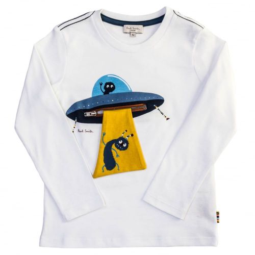 Boys White Mint L/s Tee Shirt 61911 by Paul Smith Junior from Hurleys