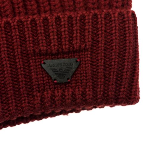 Mens Bordeaux Beanie Hat 68121 by Armani Jeans from Hurleys