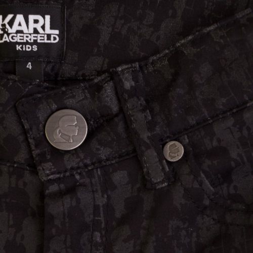 Girls Black Coated Karl Printed Pants 65658 by Karl Lagerfeld Kids from Hurleys