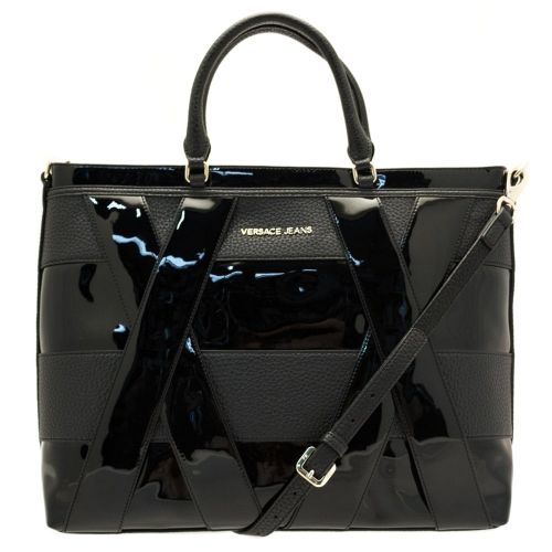 Womens Black Patent Panel Detail Shopper Bag 68076 by Versace Jeans from Hurleys