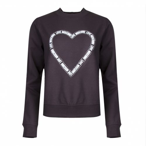 Womens Black Logo Heart Crew Sweat Top 31626 by Love Moschino from Hurleys