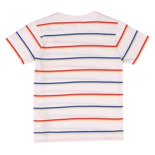 Boys White Multi Stripe S/s T Shirt 38608 by Lacoste from Hurleys