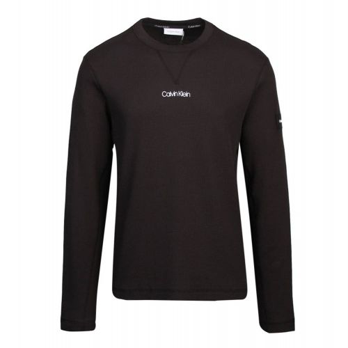 Mens Black Centre Logo Waffle L/s T Shirt 93897 by Calvin Klein from Hurleys