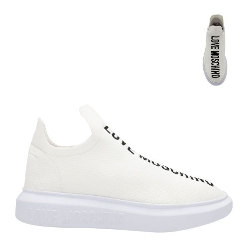 Womens White Knit Low Trainers 82927 by Love Moschino from Hurleys