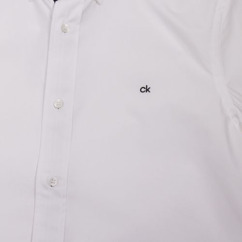 Mens White Stretch Poplin Slim Fit L/s Shirt 52190 by Calvin Klein from Hurleys