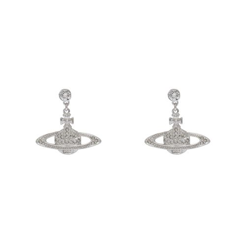Womens Silver/Crystal Mini Bas Relief Drop Earrings 77170 by Vivienne Westwood from Hurleys