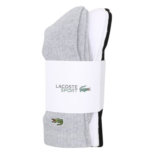 Mens Grey/White/Black 3 Pack Sport Socks 104059 by Lacoste from Hurleys