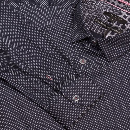 Mens Navy Boomtwn Geo L/s Shirt 28251 by Ted Baker from Hurleys