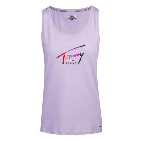 Womens Pastel Lilac Script Logo Vest Top 39257 by Tommy Jeans from Hurleys