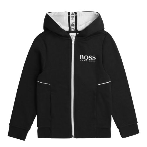 Boys Black Branded Hooded Sweat Top 55973 by BOSS from Hurleys