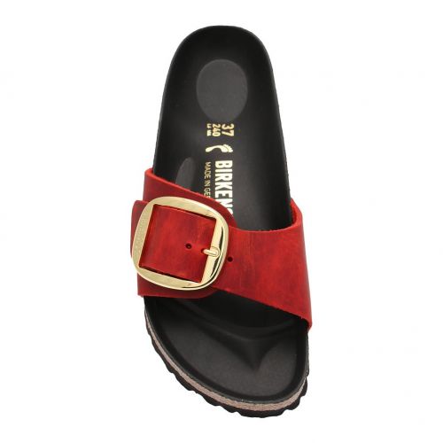 Womens Fire Red Leather Oiled Madrid Big Buckle Sandals 92400 by Birkenstock from Hurleys