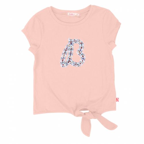 Girls Washed Pink Tie Front Embroidered S/s T Shirt 36571 by Billieblush from Hurleys